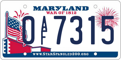 MD license plate 0AF7315