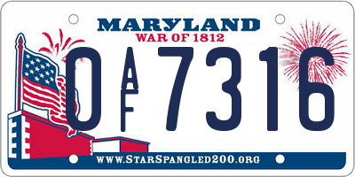 MD license plate 0AF7316