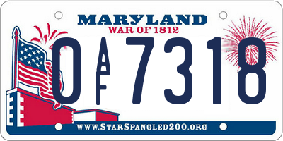 MD license plate 0AF7318