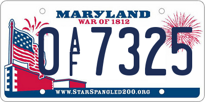 MD license plate 0AF7325