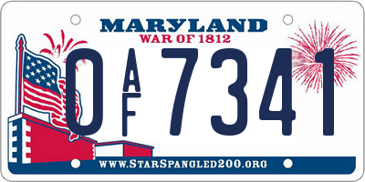 MD license plate 0AF7341