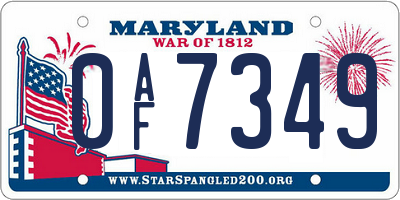 MD license plate 0AF7349