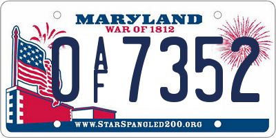 MD license plate 0AF7352