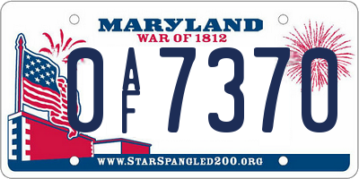 MD license plate 0AF7370