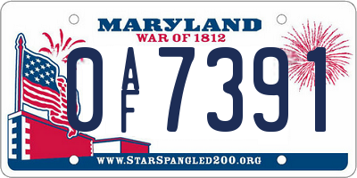 MD license plate 0AF7391