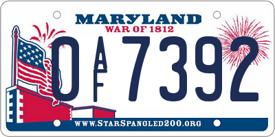 MD license plate 0AF7392
