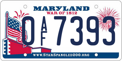 MD license plate 0AF7393