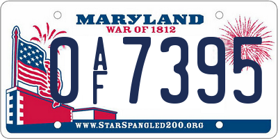 MD license plate 0AF7395