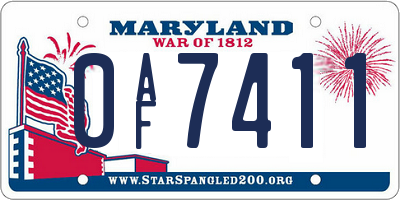 MD license plate 0AF7411