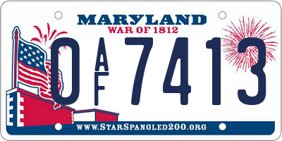 MD license plate 0AF7413