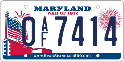 MD license plate 0AF7414