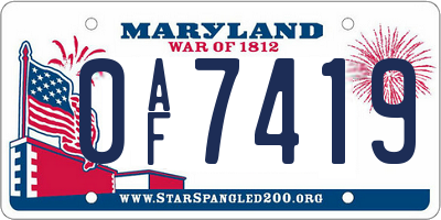 MD license plate 0AF7419