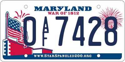 MD license plate 0AF7428