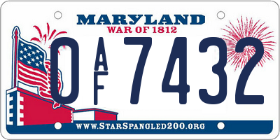 MD license plate 0AF7432