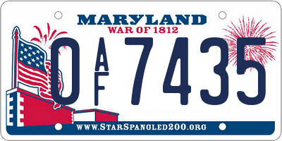 MD license plate 0AF7435