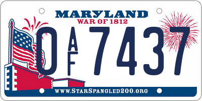 MD license plate 0AF7437