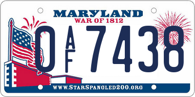 MD license plate 0AF7438
