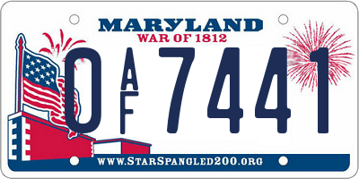 MD license plate 0AF7441