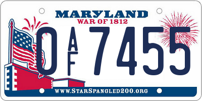 MD license plate 0AF7455