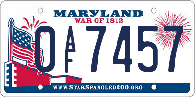 MD license plate 0AF7457