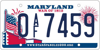 MD license plate 0AF7459