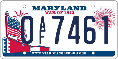 MD license plate 0AF7461