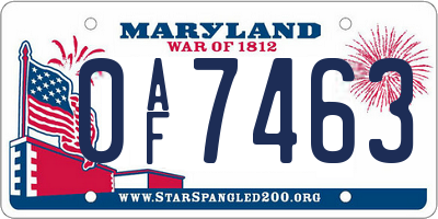 MD license plate 0AF7463
