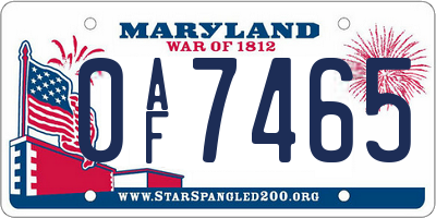 MD license plate 0AF7465