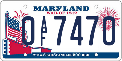 MD license plate 0AF7470