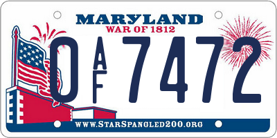 MD license plate 0AF7472