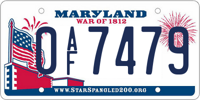 MD license plate 0AF7479