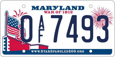 MD license plate 0AF7493