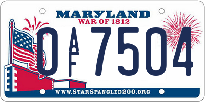 MD license plate 0AF7504