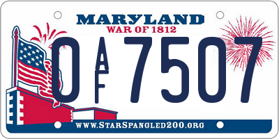 MD license plate 0AF7507
