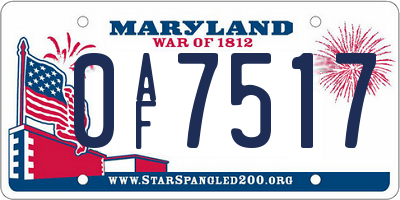 MD license plate 0AF7517