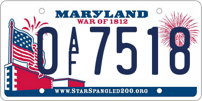 MD license plate 0AF7518
