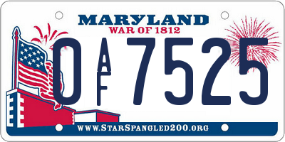 MD license plate 0AF7525