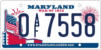 MD license plate 0AF7558
