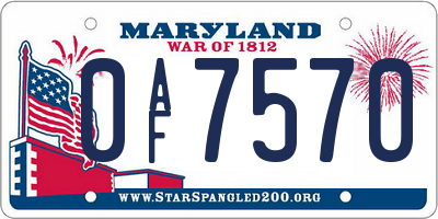 MD license plate 0AF7570
