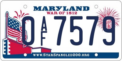 MD license plate 0AF7579