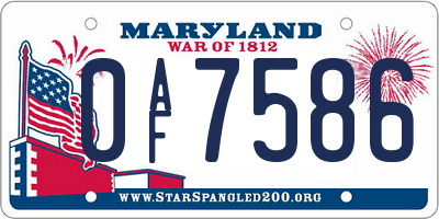 MD license plate 0AF7586