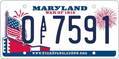 MD license plate 0AF7591