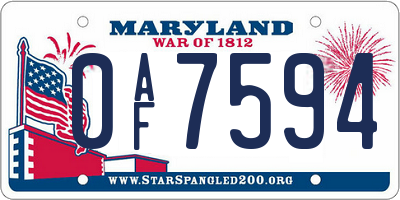 MD license plate 0AF7594