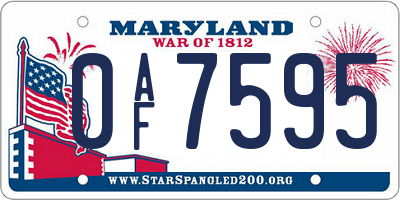 MD license plate 0AF7595