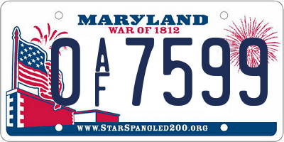 MD license plate 0AF7599