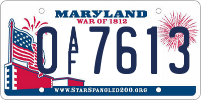 MD license plate 0AF7613