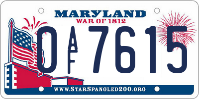 MD license plate 0AF7615