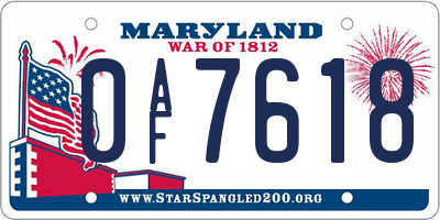 MD license plate 0AF7618