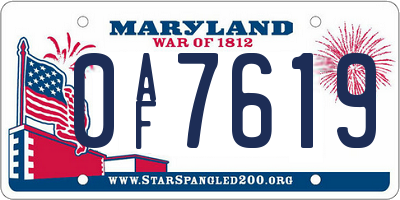 MD license plate 0AF7619