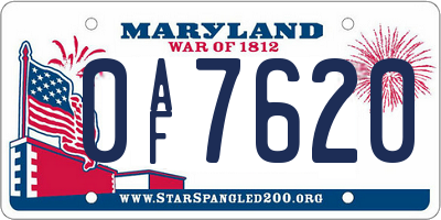 MD license plate 0AF7620